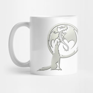 Wolf and Dragon Pewter white Mug